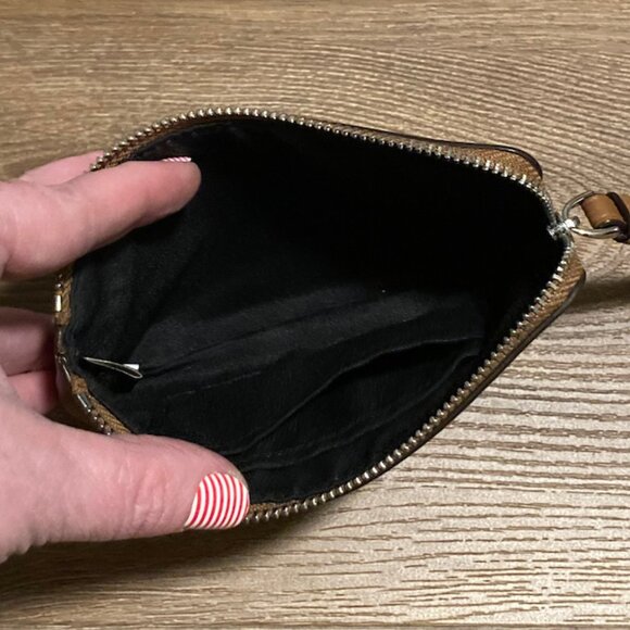 EUC Vintage COACH Tan Leather Glitter Cheeky Zip Wristlet - Picture 6 of 12
